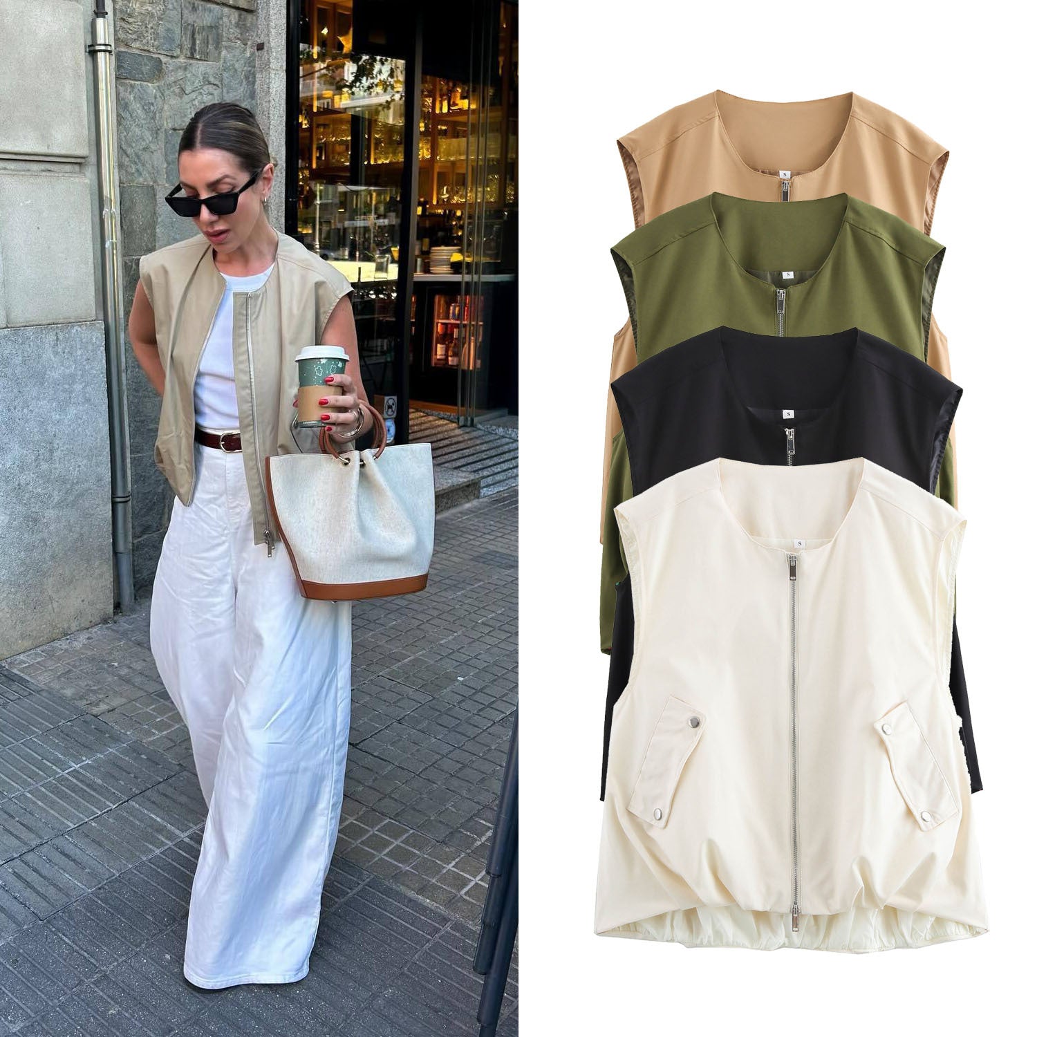 Autumn women's fashion V-neck outdoor cardigan casual women's vest