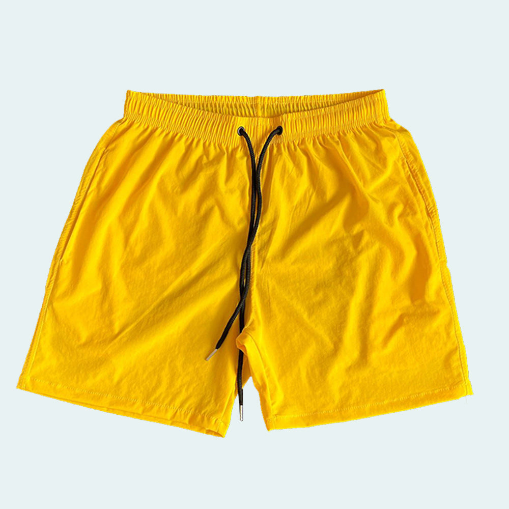 Summer Casual Shorts Men's Solid Color Knee-Length Pants Loose Fit Large Size Beach Trousers Candy Color Outdoor Sports Side Pocket Trousers
