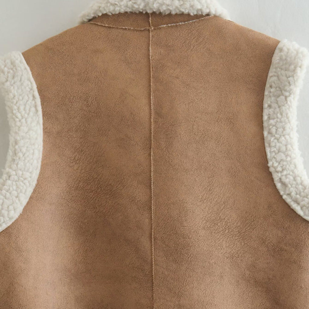 Collar vest with patchwork vest