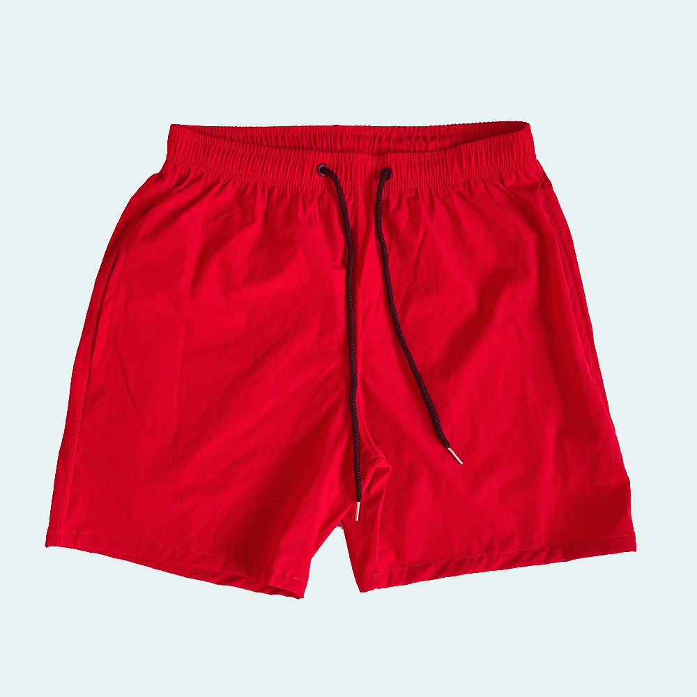 Summer Casual Shorts Men's Solid Color Knee-Length Pants Loose Fit Large Size Beach Trousers Candy Color Outdoor Sports Side Pocket Trousers