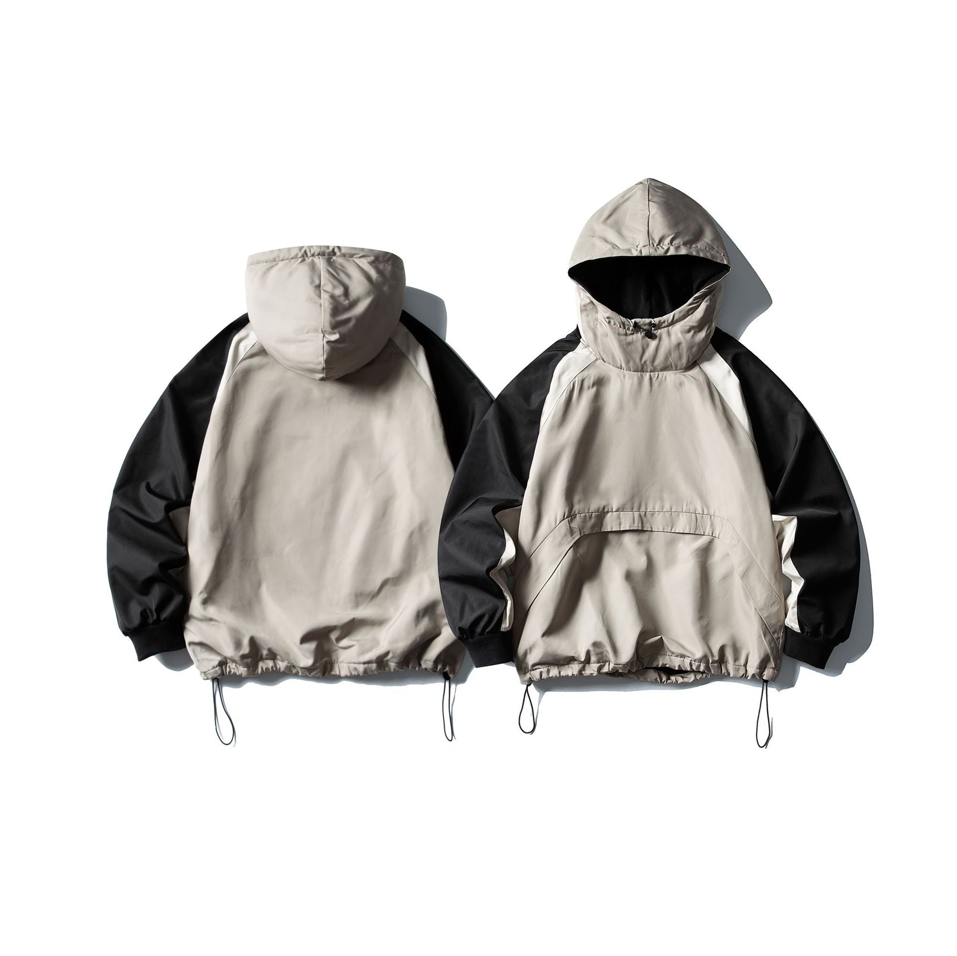 Outdoor Hooded Color-Blocking Sweatshirt with Fleece Lining