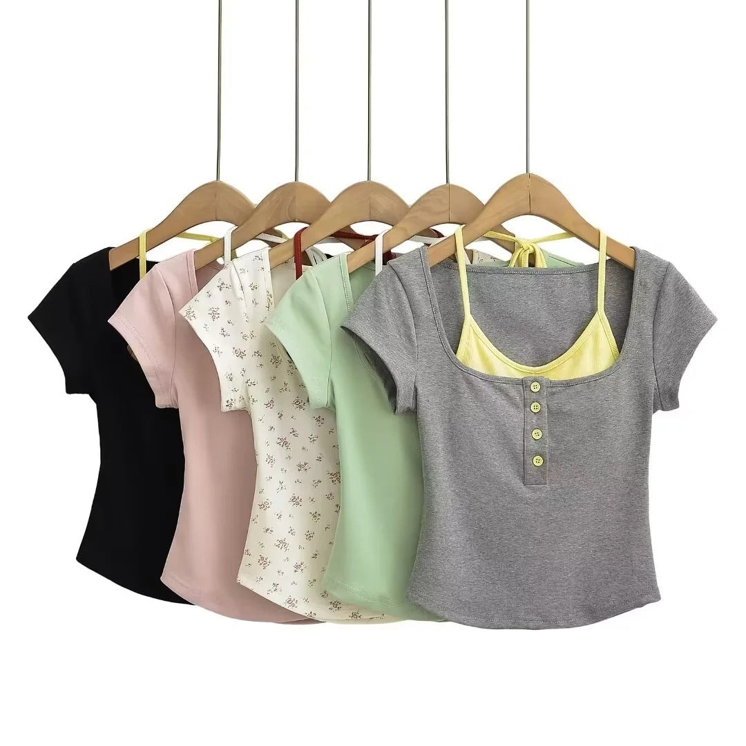 Fake two short sleeved T-shirts
