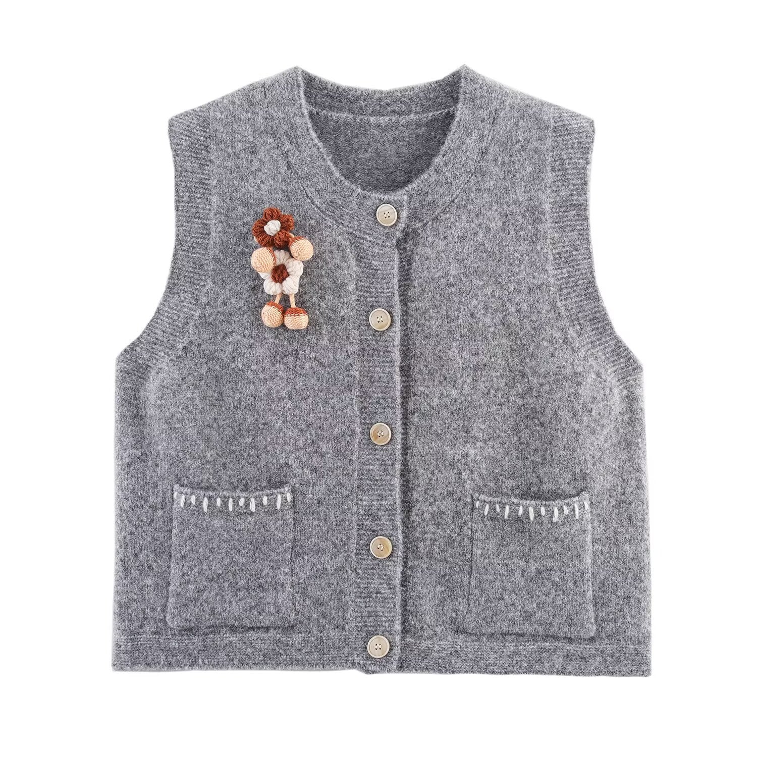 Vest flower knitted vest