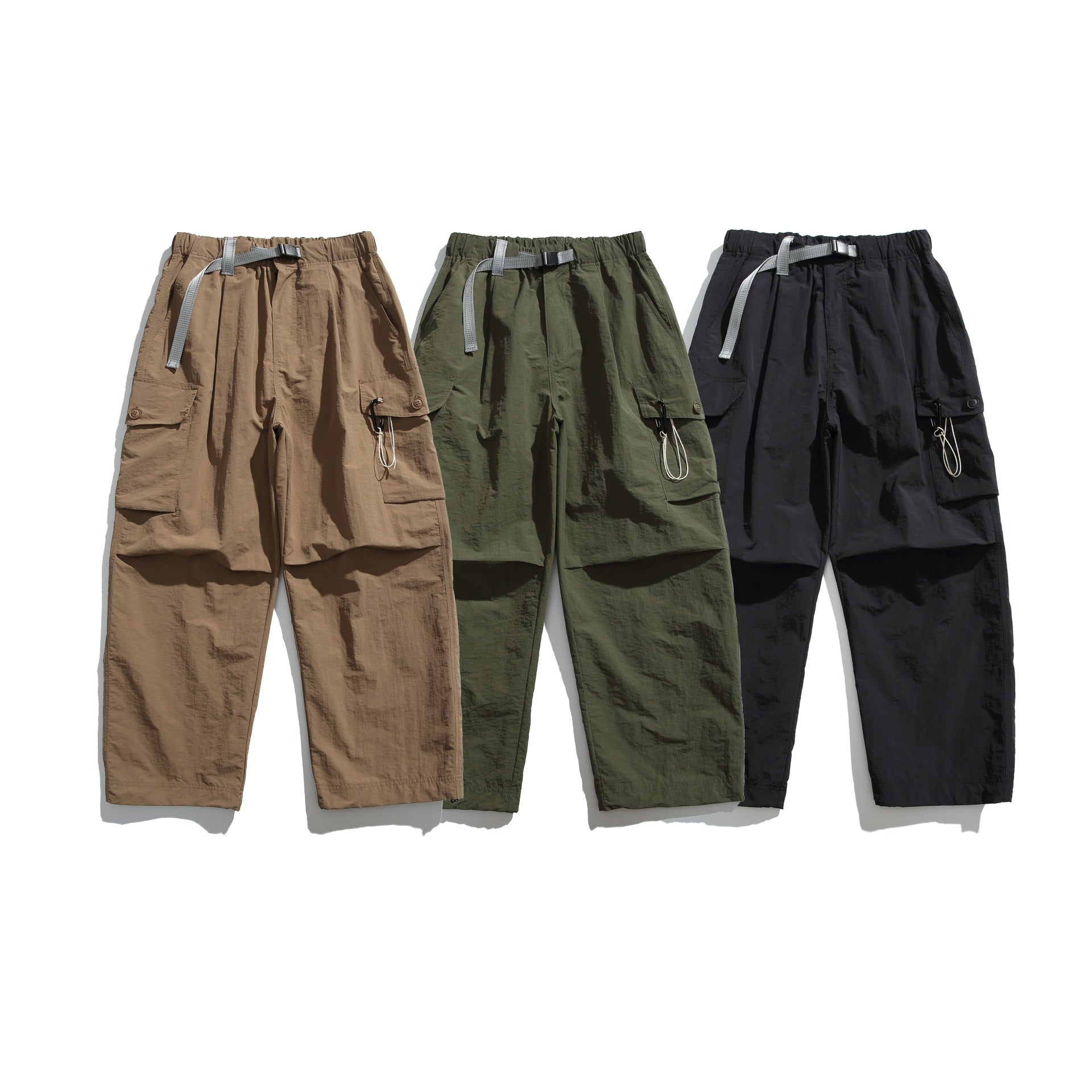 Multiple pockets loose fit outdoor jeans