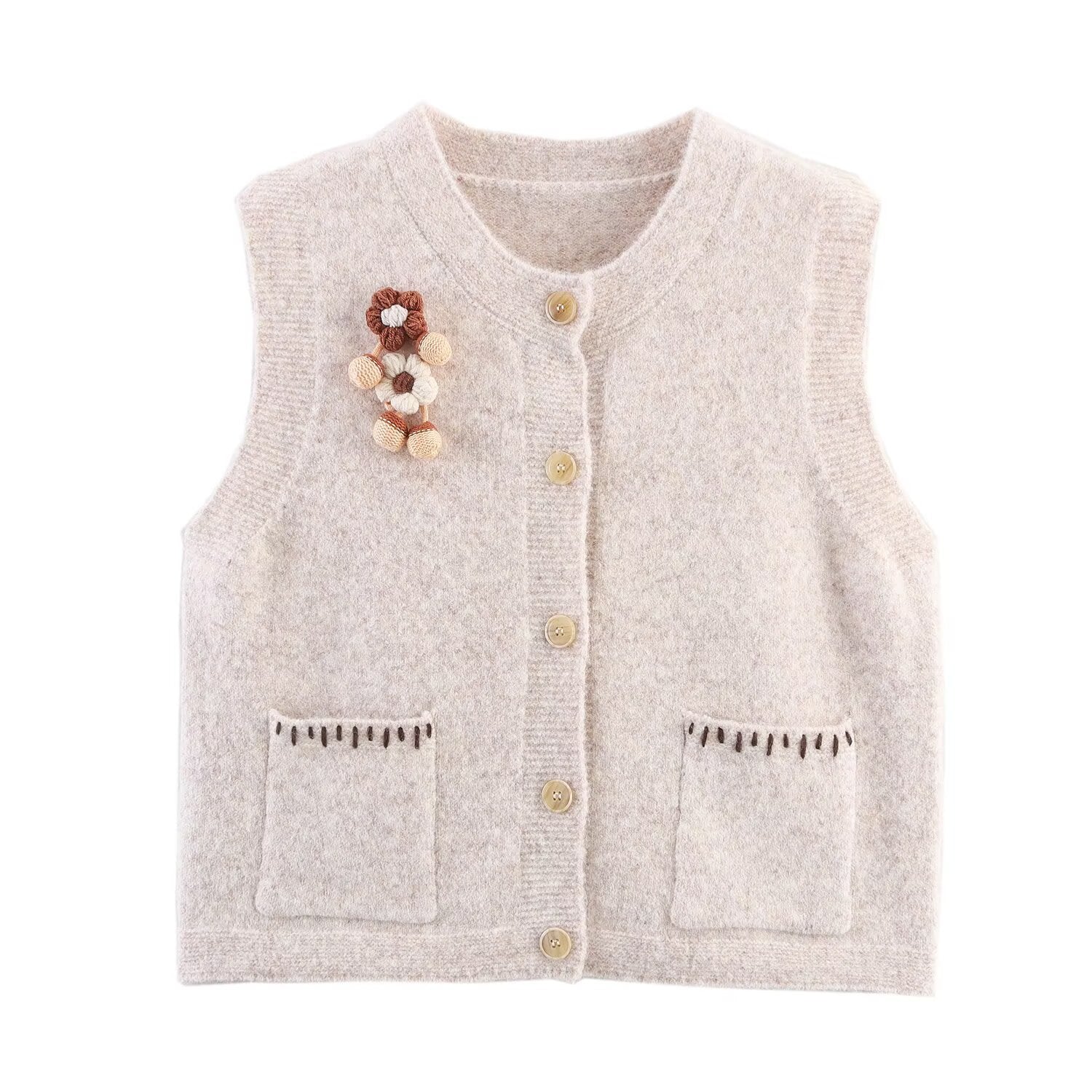 Vest flower knitted vest
