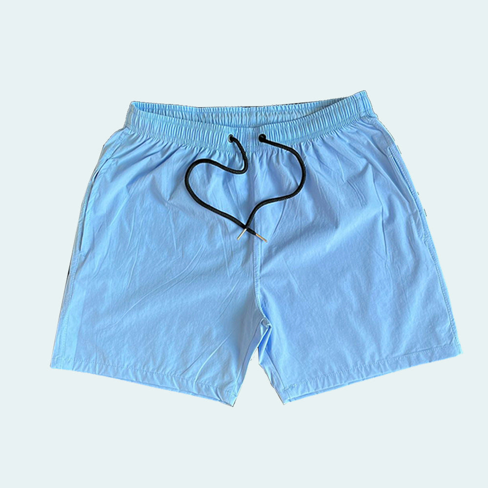 Summer Casual Shorts Men's Solid Color Knee-Length Pants Loose Fit Large Size Beach Trousers Candy Color Outdoor Sports Side Pocket Trousers