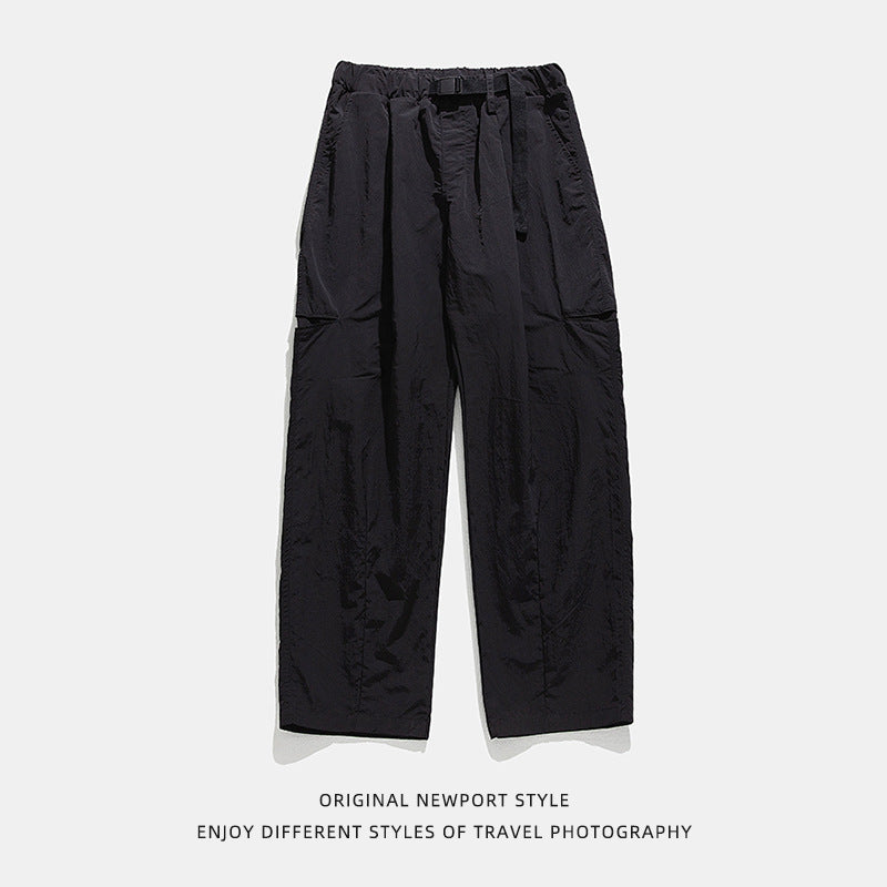 Buckle waistband outdoor functional long pants