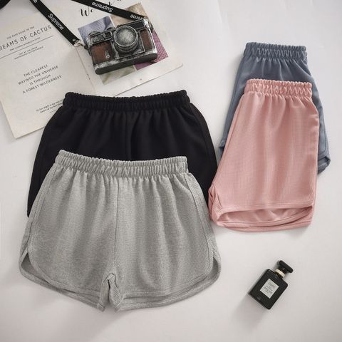Waffle Knit Sporty Shorts for Women, Plus Size Loose Fit Slimming Casual Home and Outdoor Wear Wide Leg Hot Pants