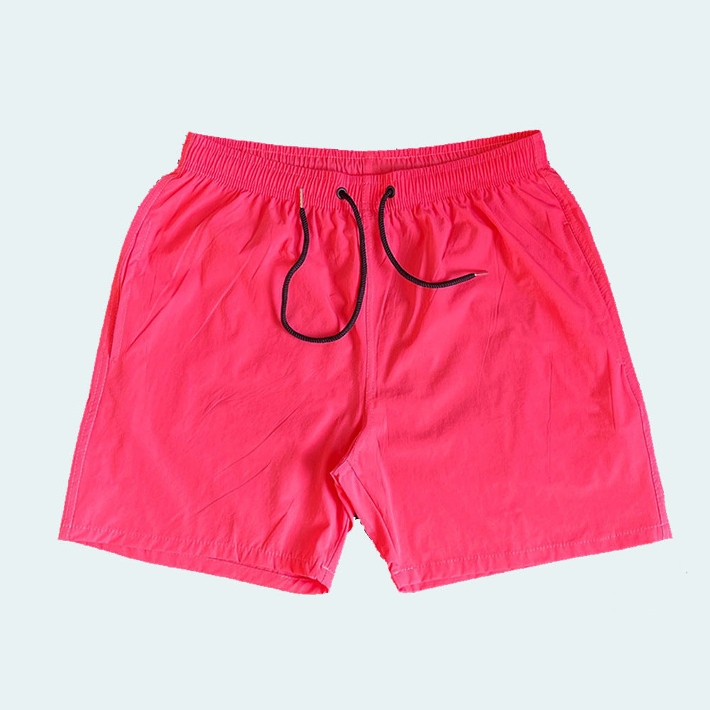 Summer Casual Shorts Men's Solid Color Knee-Length Pants Loose Fit Large Size Beach Trousers Candy Color Outdoor Sports Side Pocket Trousers