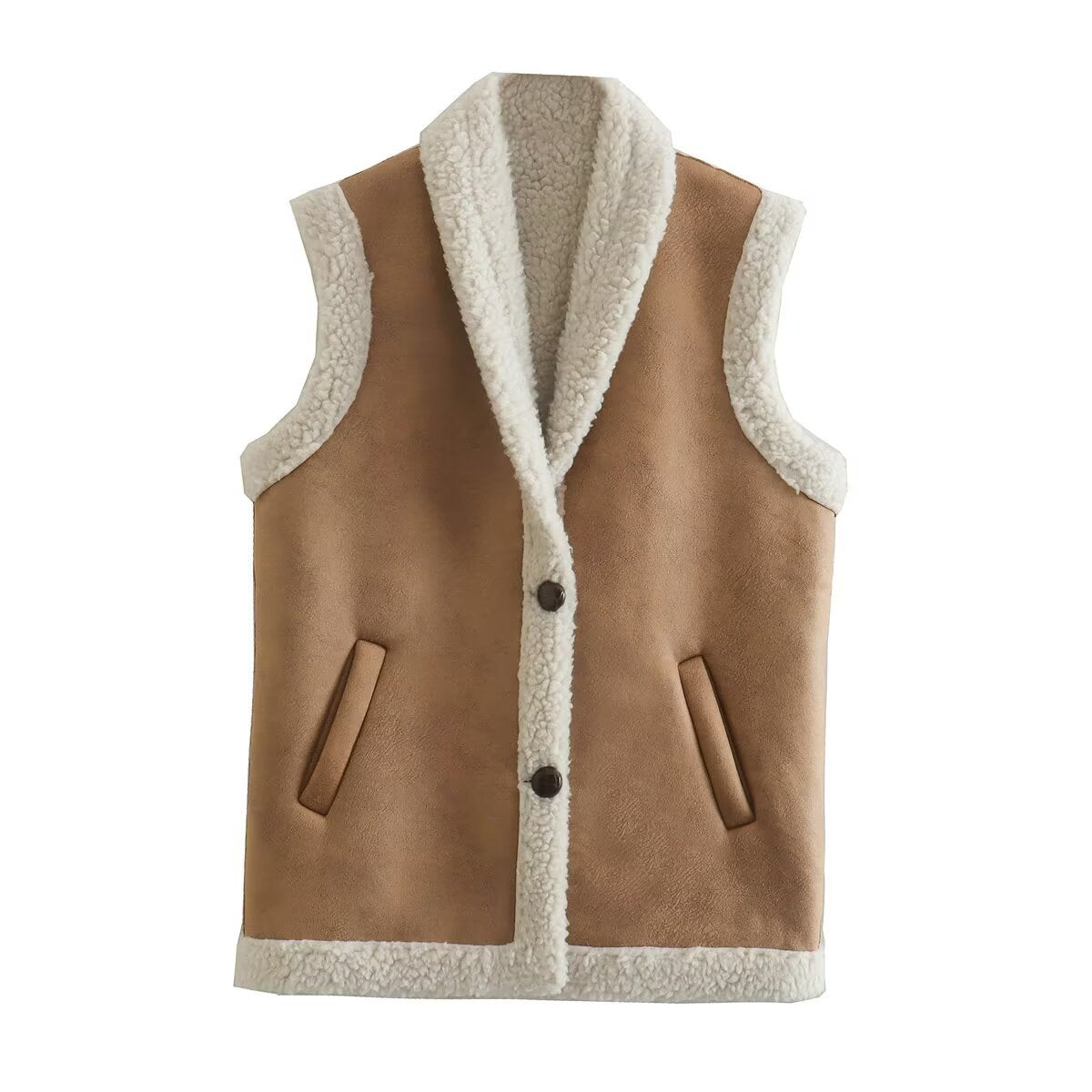 Collar vest with patchwork vest