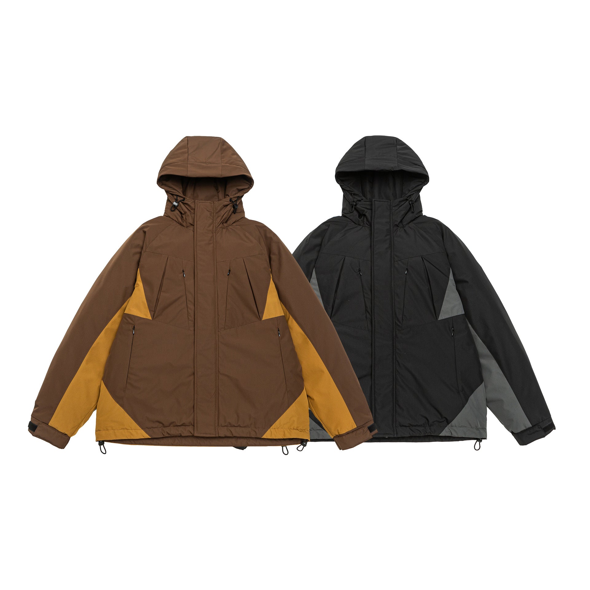 Outdoor Vintage  Down Color-blocked Hooded Down Jacket Coat